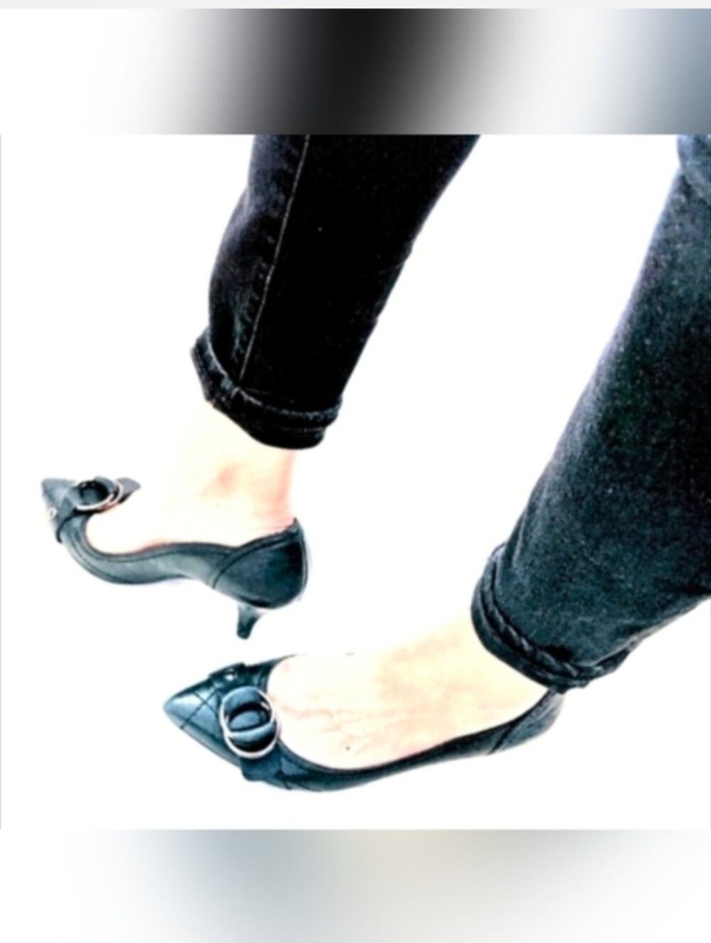 Guess By Marciano Black Pointed Toe Heels with Buckle